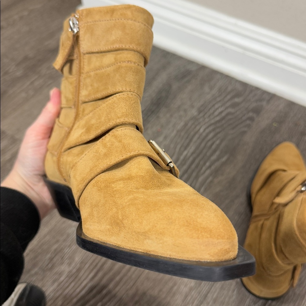 ALOHAS Eras Suede Tan Leather Ankle Boots - Picture 7 of 13